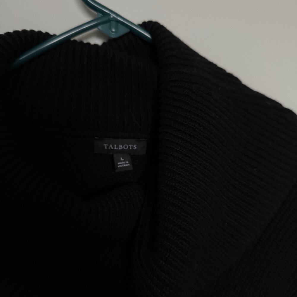 Talbots Womens Turtleneck Sweater Large Black Minimalist Preppy Old Money Chic - Picture 4 of 6